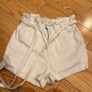 Paper bag waist high wasted shorts